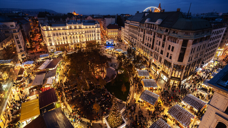 Prime Tours luxury travel destinations Christmas Markets Hungary Budapest Christmas Market in Vörösmarty Square